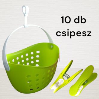 VIXI teregető szett csipesztartó kosárral és 10 db zöld csipesszel