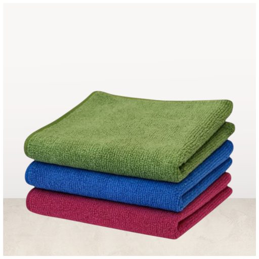 VIXI kicsi takarító szett, portörlő kendő, üvegszett és dörzsi kendő mikroszálas anyagból, hatékony takarításhoz.