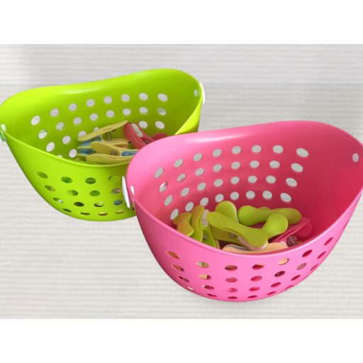 VIXI csipesztartó kosár pink és zöld színben, praktikus akasztható tároló