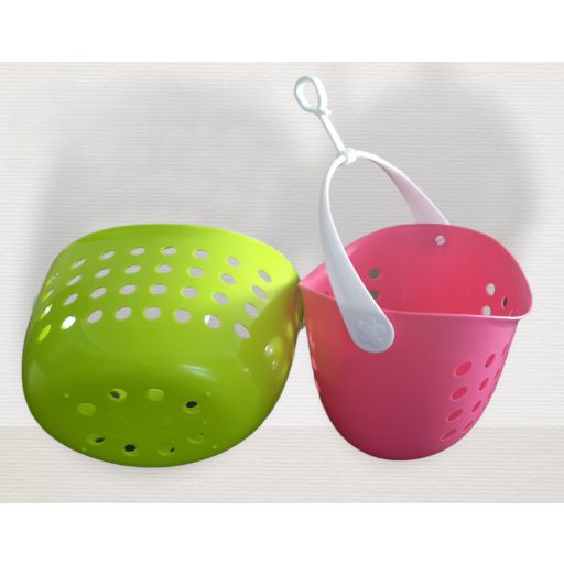 VIXI csipesztartó kosár pink és zöld színben, praktikus akasztható tároló