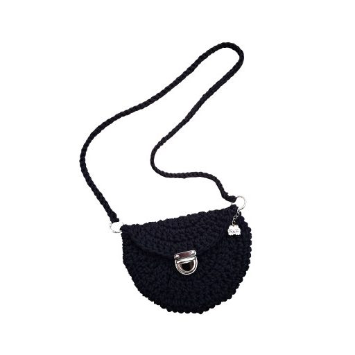 Horgolt fekete körtáska zsinórfonalból
