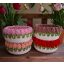 Horgolt tulipános tárolókosár szett-4 db különböző színben