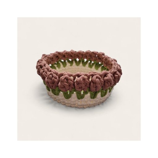 Horgolt tulipános tárolókosár-antik lila