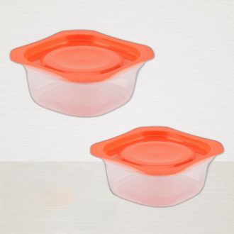 VIXI 500 ml-es frissentartó edény narancssárga fedővel, étel tárolására és mikróban történő melegítésére, frissesség megőrzésére