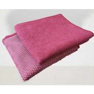 VIXI dörzsi mikroszálas törlőkendő bíbor színben, vegyszermentes takarításhoz konyhához, fürdőszobához, autóhoz