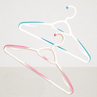 VIXI vállfa pink és kék színben, csúszásmentes és ruhakímélő szárításhoz és tároláshoz