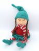 Karácsonyi manólány amigurumi technikával horgolva, 25 cm magas, Catania fonalból készült.
