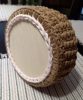 Faalapra horgolt barna öblös tárolókosár bézs szegéllyel, 9 cm magas, 14 cm átmérőjű texturált prémium pólófonalból készült.